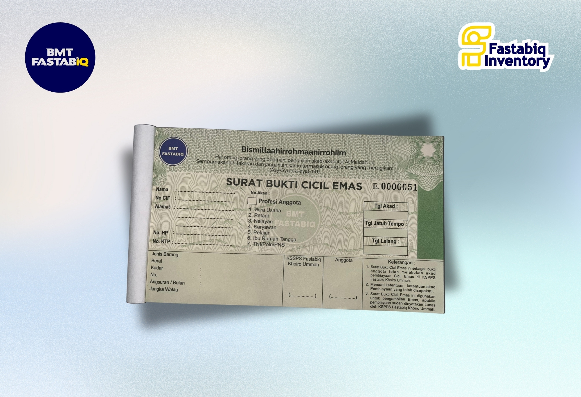 Surat Bukti Cicil Emas